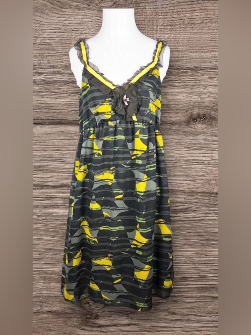 Anthropologie Soaring Shapes silk empire waist dress bird charm Hero & Leander